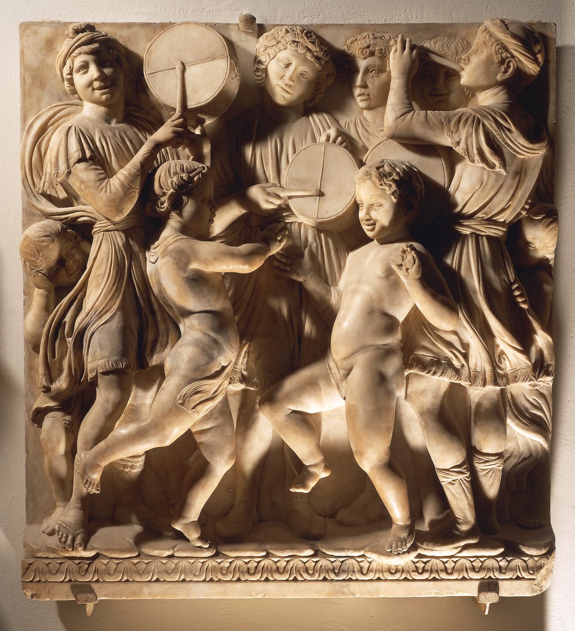 Lov ham i pauke (Salme 150, Lov Herren), panel med trommeslagere af Luca Della Robbia