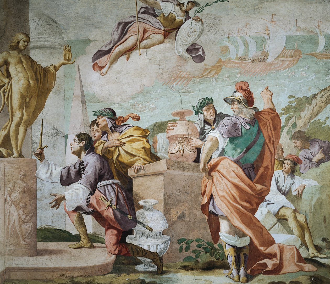 Lycaon, Antenors søn, indvier Apollos dolk i Delphi, Episode of Myth of Antenor af Luca Ferrari