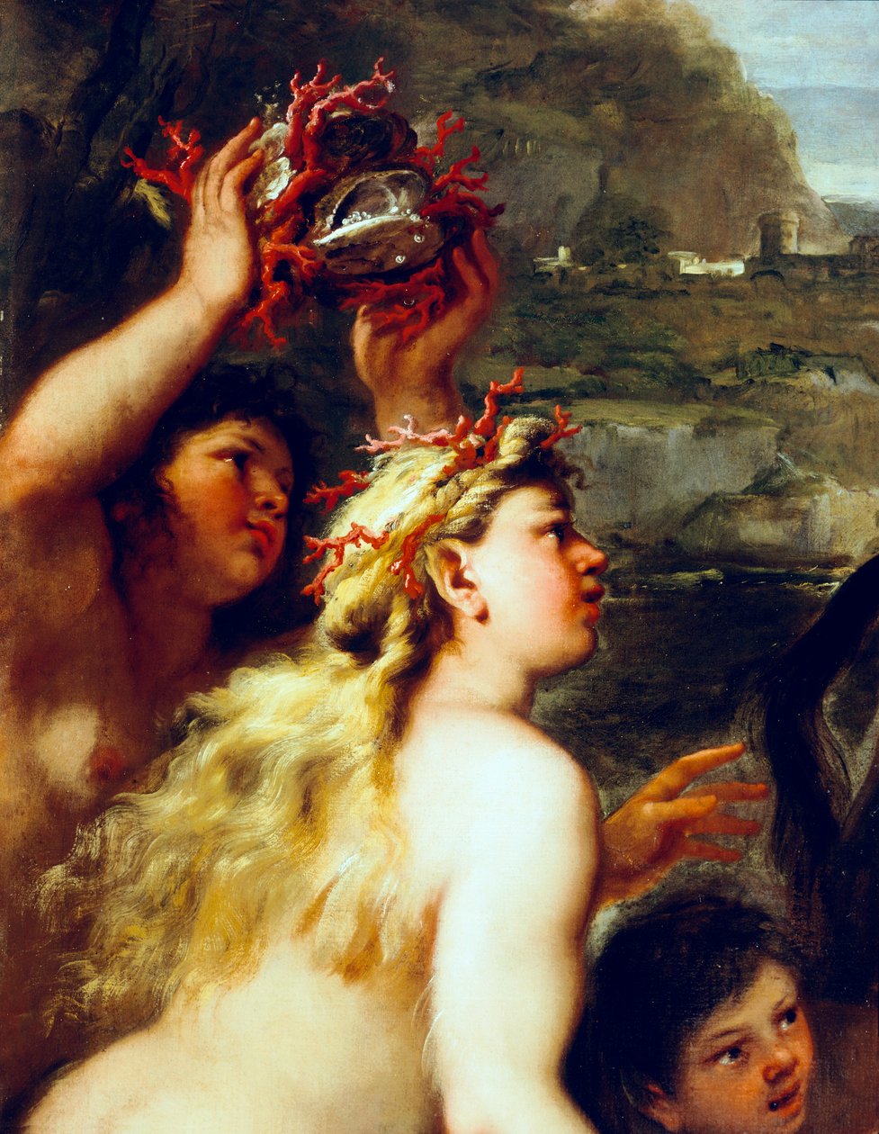 Bortførelse af Europa, af Luca Giordano (1634-1705), olie på lærred, detalje af Luca Giordano