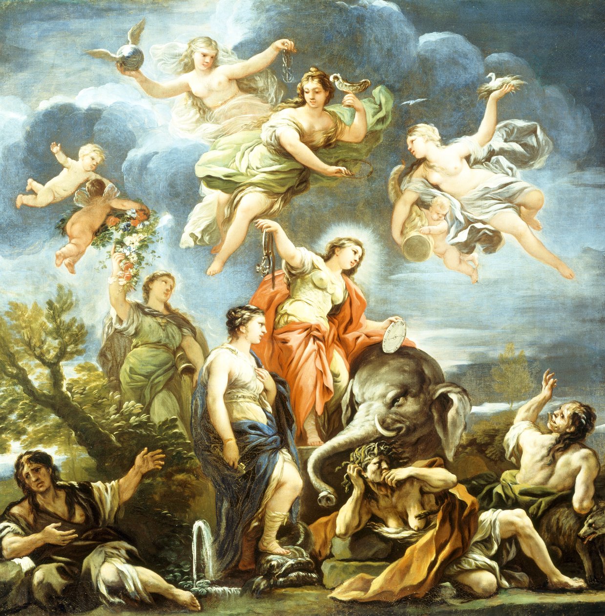 Allegory of Temperance, af Luca Giordano, olie på lærred af Luca Giordano