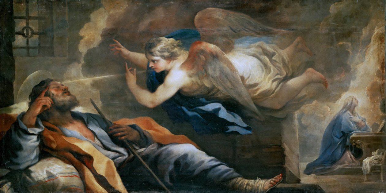 Barok : The Dream of St. Joseph par Giordano, Luca (1632-1705), ca 1696. Olie på lærred, 97x187. Kunsthistorisk Museum, Vienne af Luca Giordano