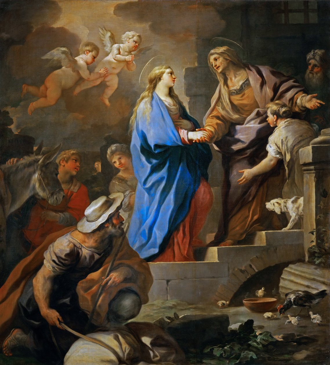 Barok : The Visitation par Giordano, Luca (1632-1705), ca 1696. Olie på lærred, 206x187. Kunsthistorisk museum, Vienne af Luca Giordano