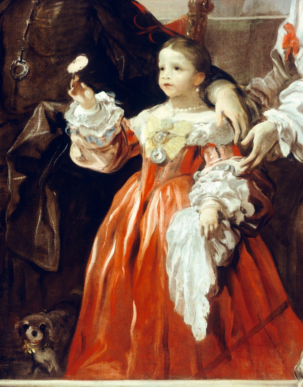 Barndomsfigur, detalje fra hyldest til Velazquez for greven af Santiesteban af Luca Giordano