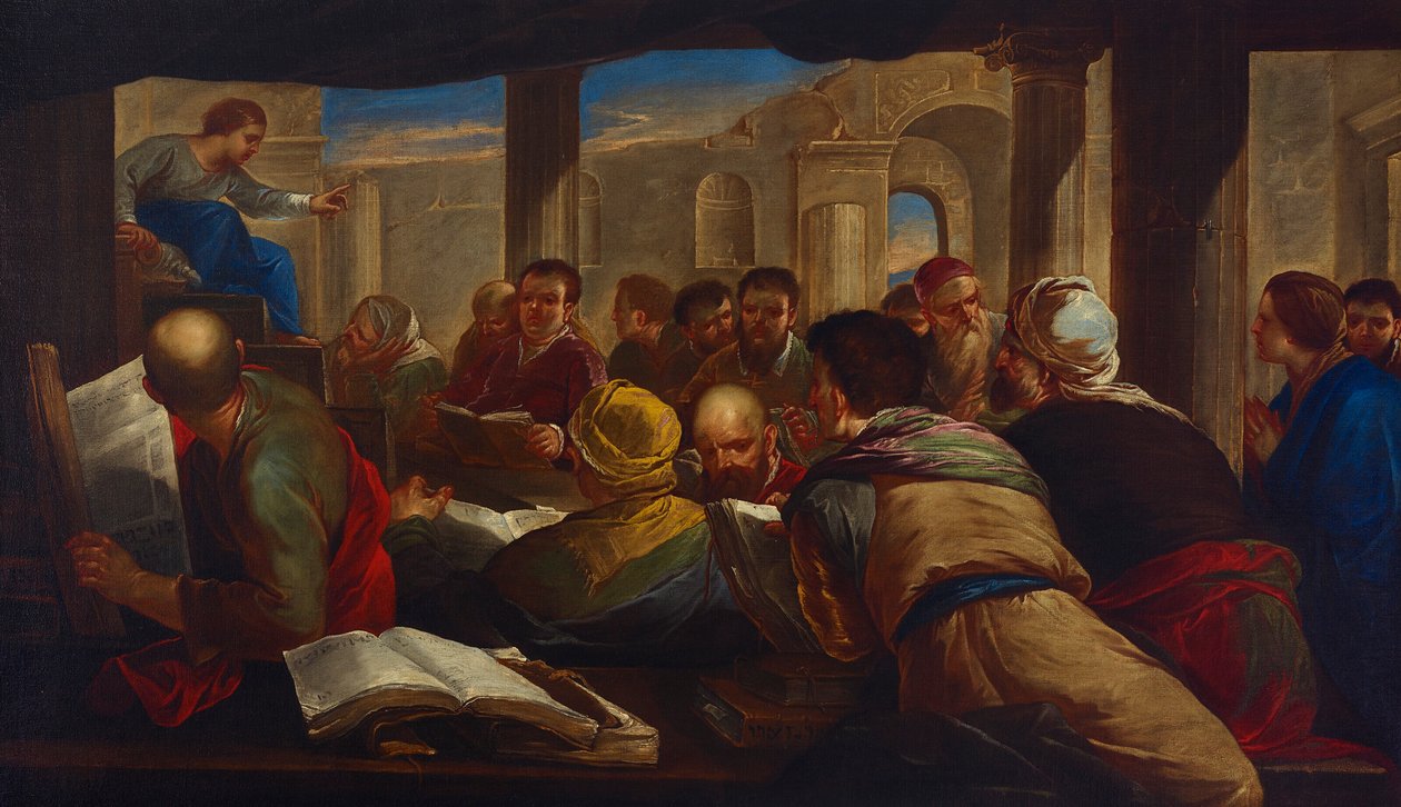 Kristus diskuterer med lægerne af Luca Giordano