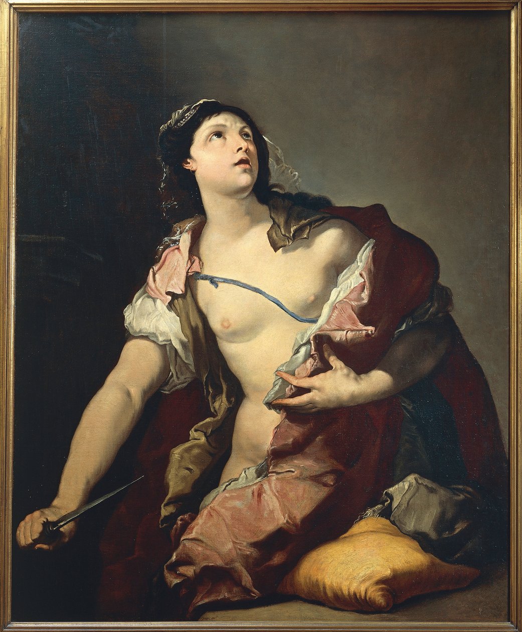 Death of Lucretia, af Luca Giordano, olie på lærred af Luca Giordano