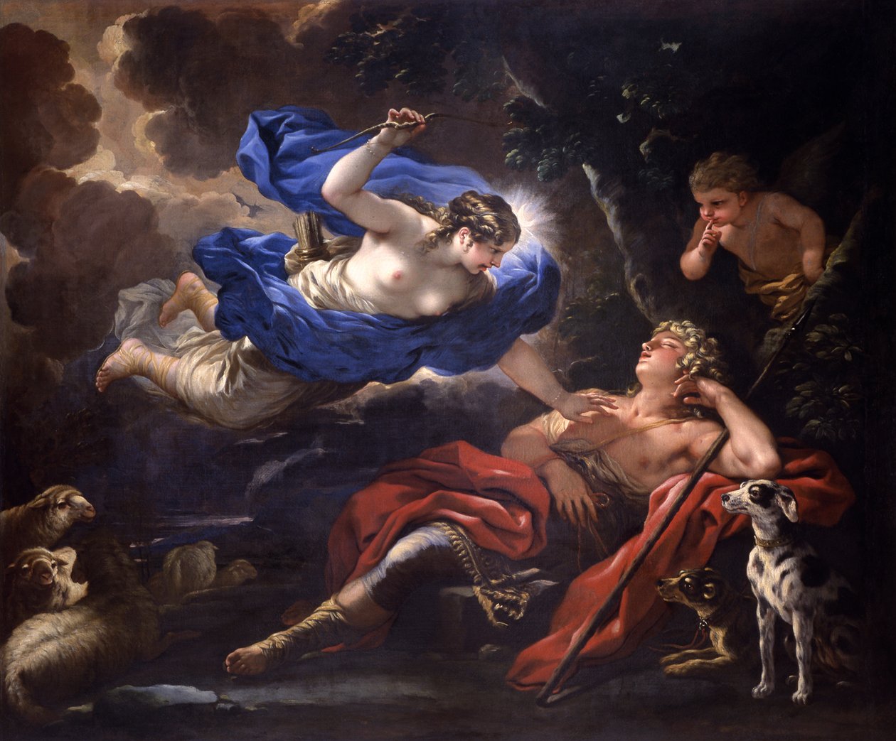 Diana og Endymion, ca 1675-1680. af Luca Giordano
