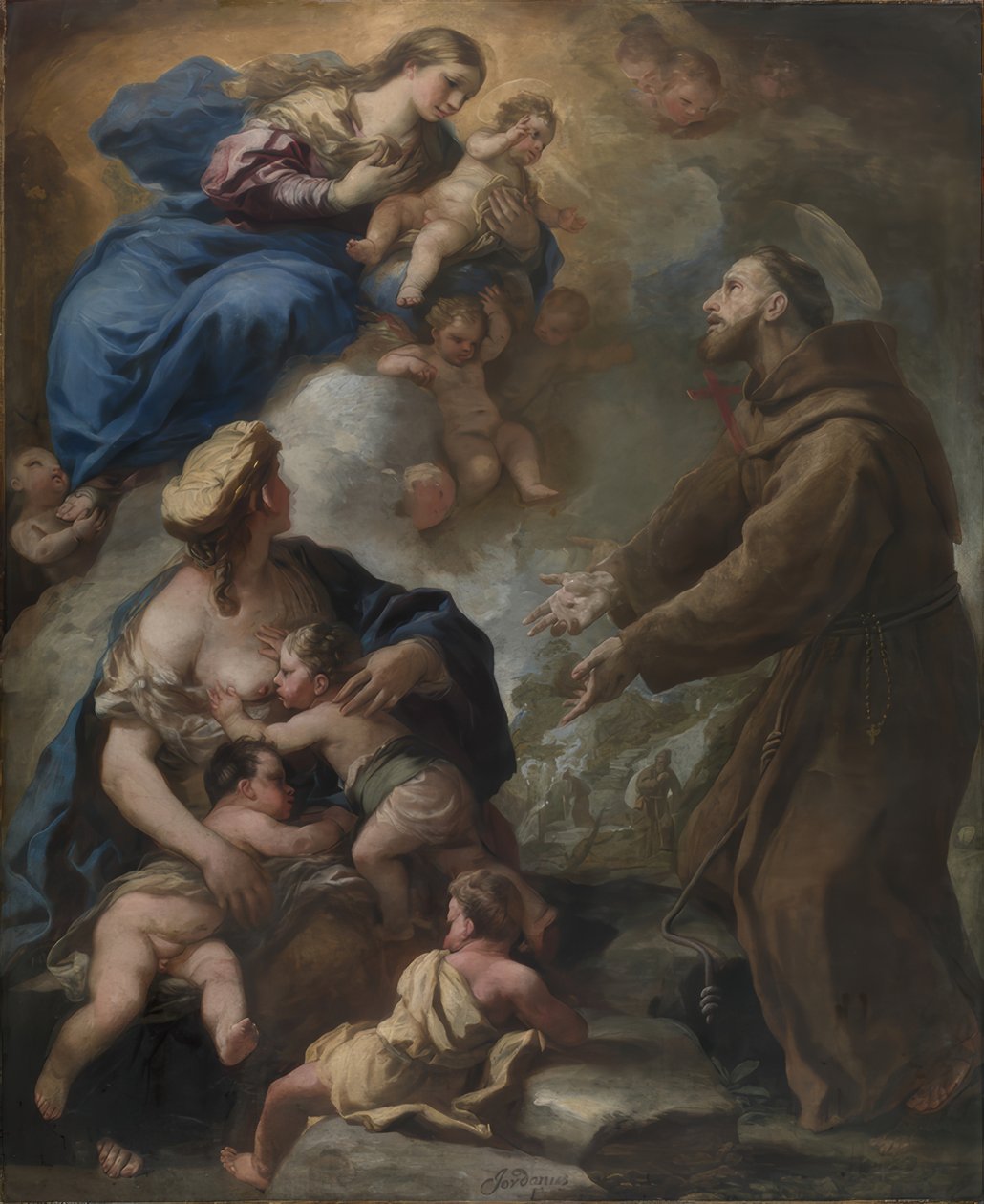 Jomfruen med barnet vises for den hellige Frans af Assisi (engelsk: The Virgin and Child Appearing to Saint Francis of Assisi) af Luca Giordano