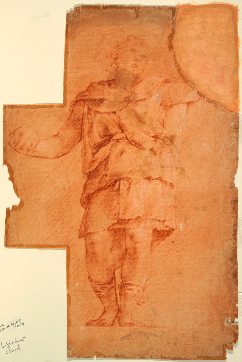 Tegning, studie af stående figur, ca. 1670-1700 af Luca Giordano