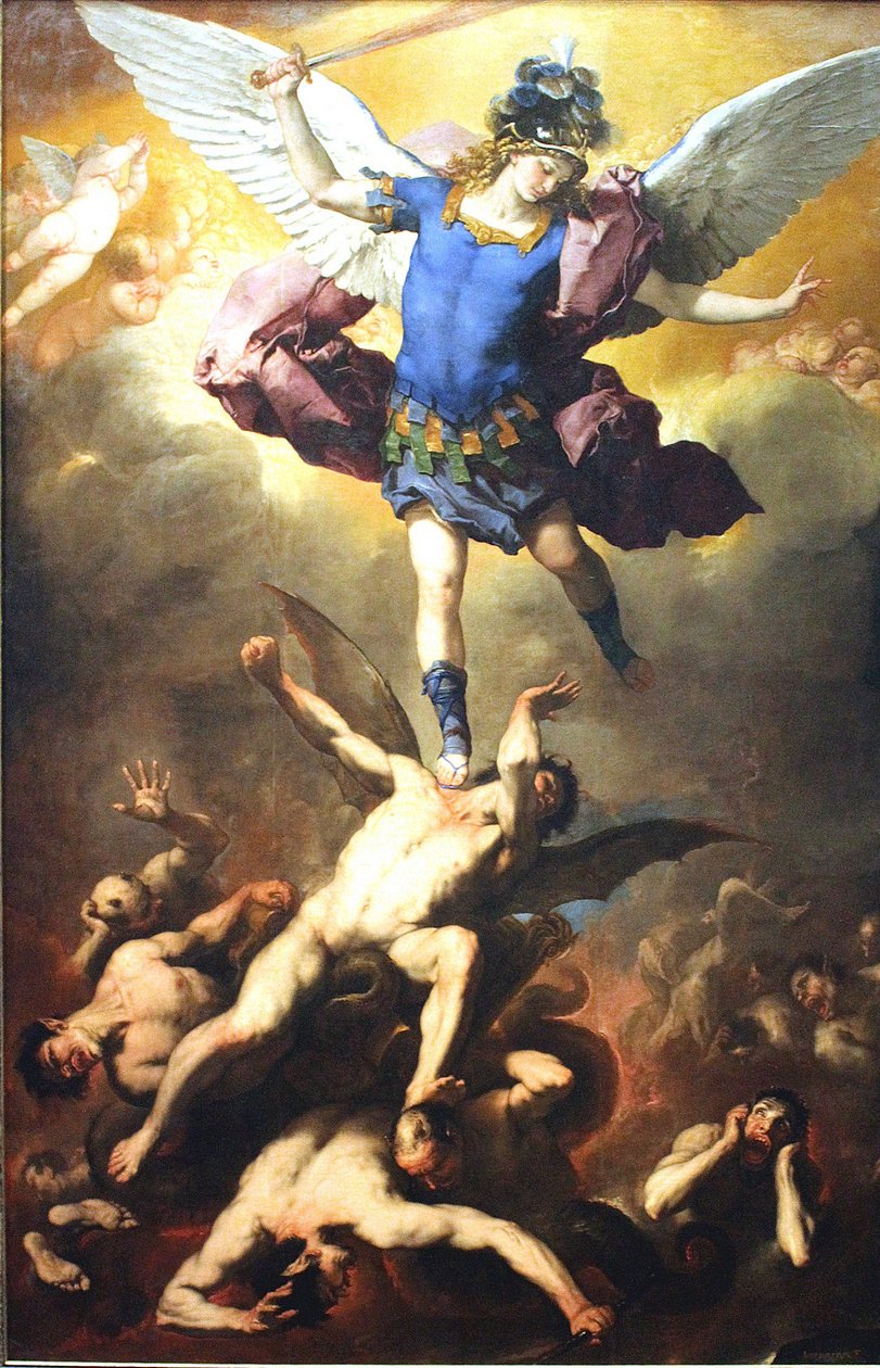 Ærkeenglen Michael vælter de frafaldne engle af Luca Giordano