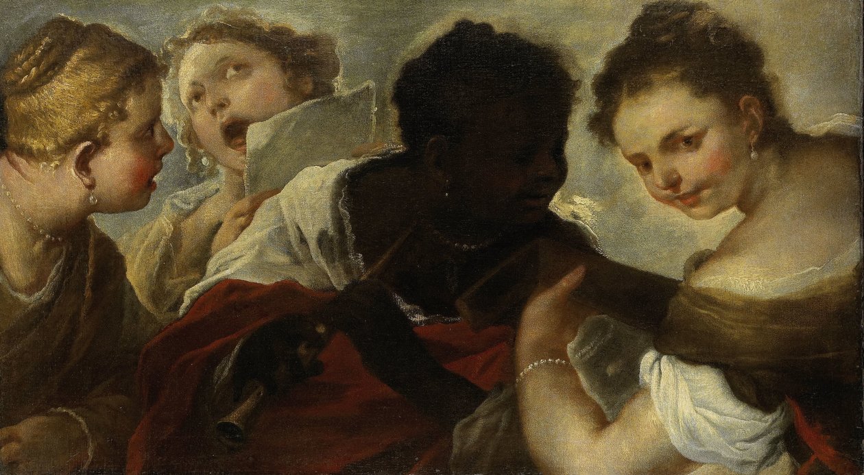 Fire kvinder laver musik af Luca Giordano