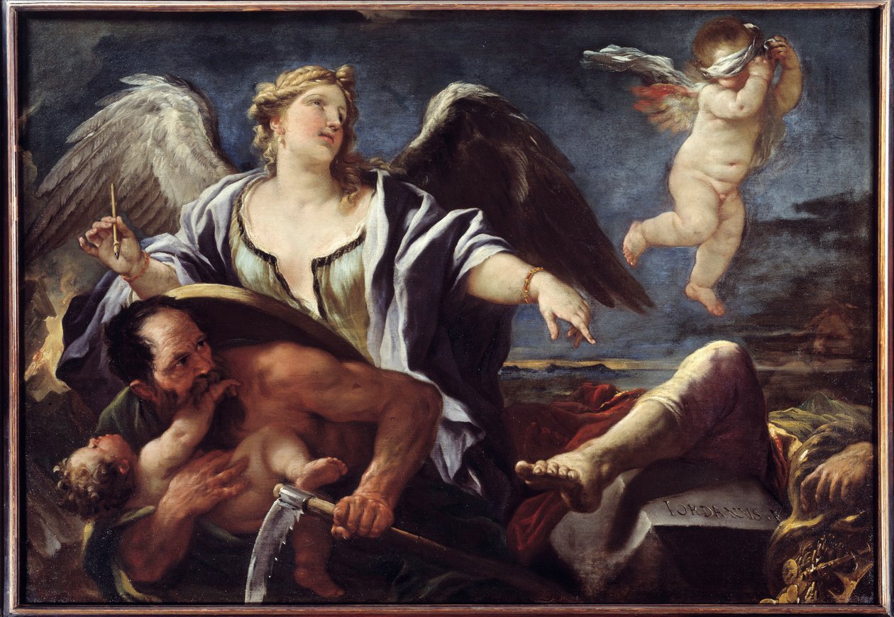 Historieskrivningskvitteringer på bagsiden af tiden Maleri af Luca Giordano dit Fa Presto (1632-1705) 17. århundrede. Brest, Museum of Fine Arts af Luca Giordano