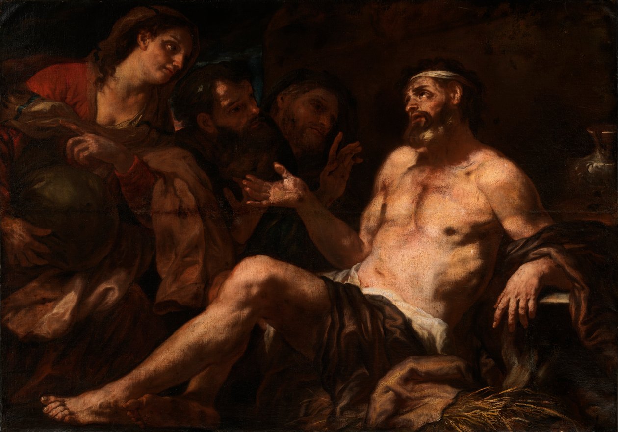 Job og hans trøster, 1600-tallet af Luca Giordano
