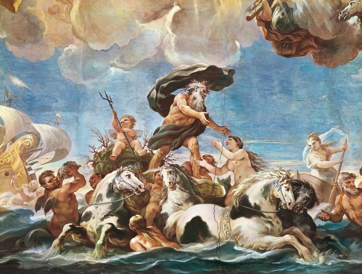 Neptun, detalje (fresko) af Luca Giordano