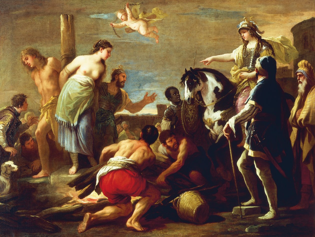 Olindo og Sophronia, af Luca Giordano, olie på lærred af Luca Giordano