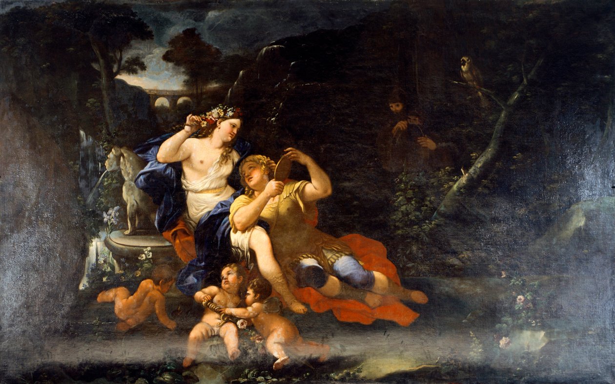 Rinaldo og Armida af Luca Giordano (1632-1705), olie på lærred af Luca Giordano