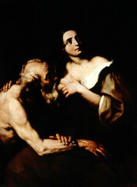 Roman Charity (olie på lærred) af Luca Giordano