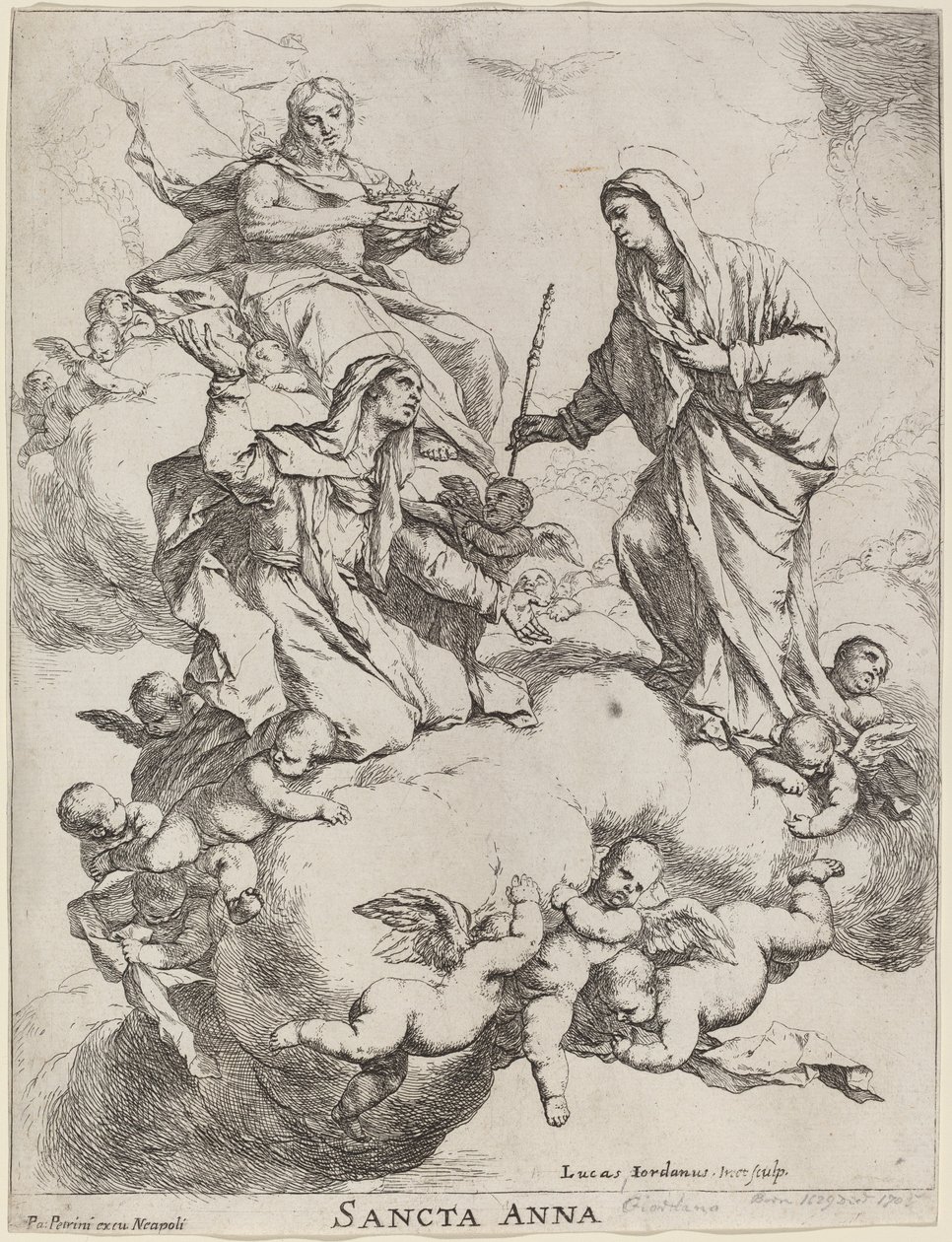Sankt Anne modtaget af jomfruen og Kristus af Luca Giordano