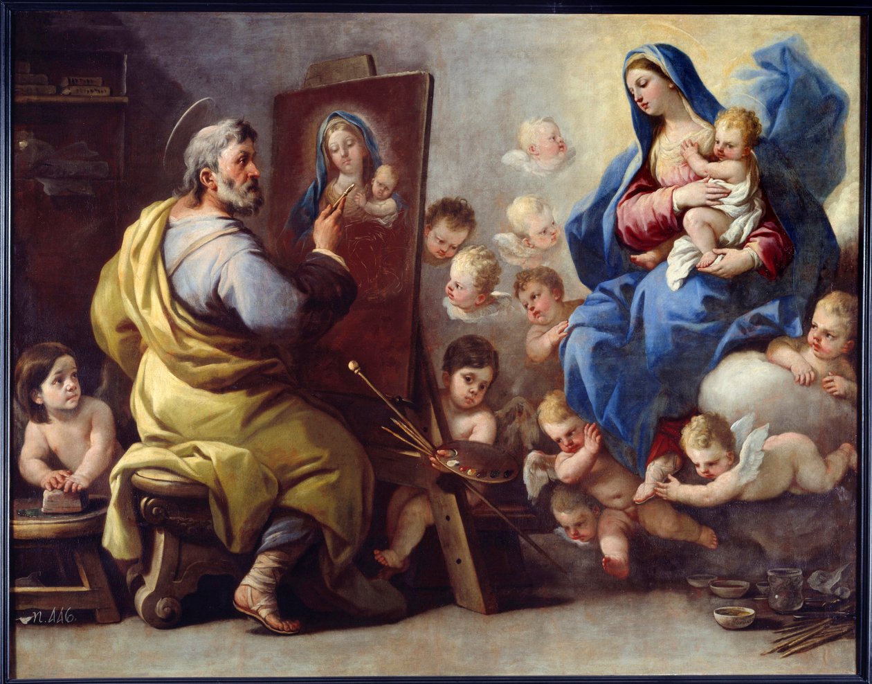 Sankt Lukas maler jomfruen Maleri af Luca Giordano (Fa Pesto) (1632-1705) 1600-tallet Brest, Museum of Fine Arts af Luca Giordano