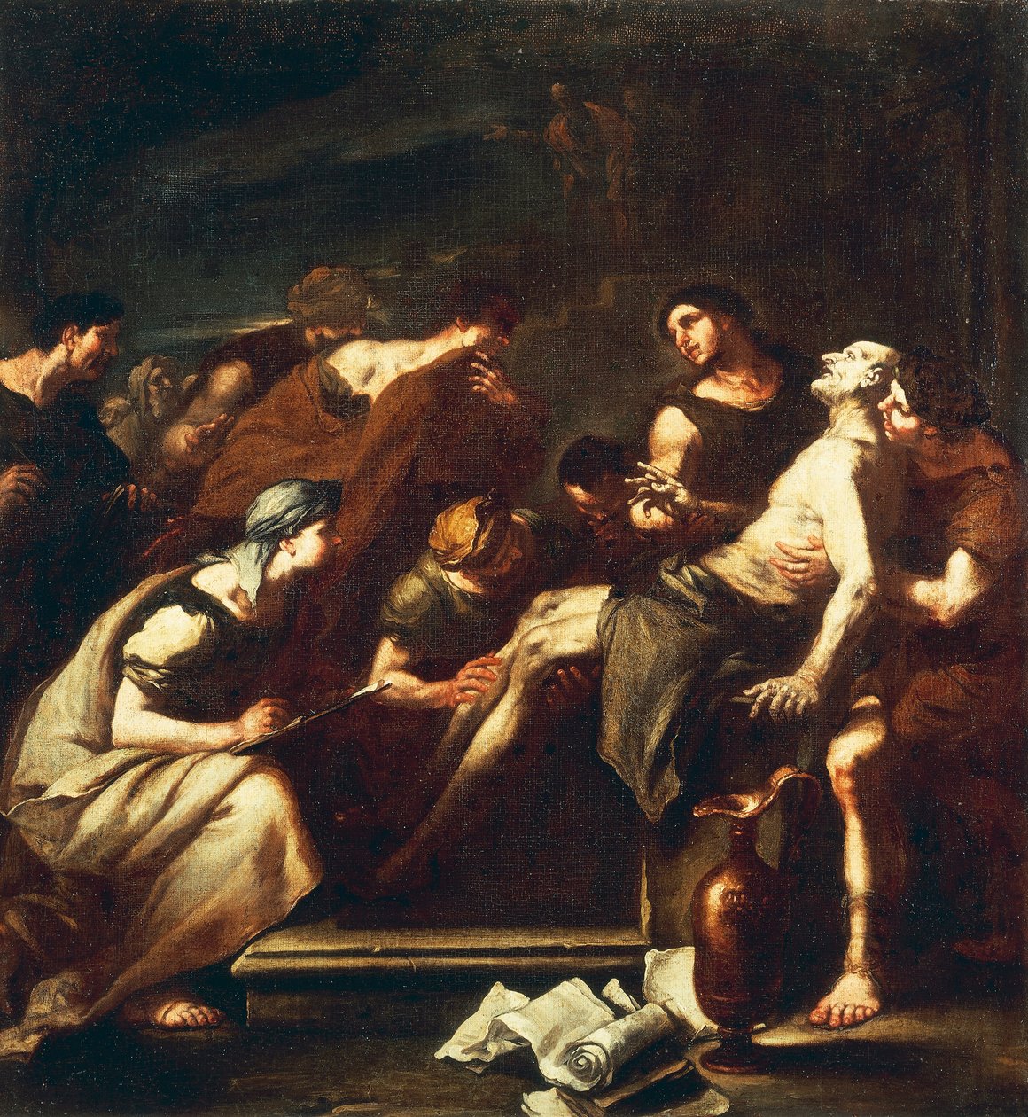 Seneca Dying, Luca Giordano, olie på lærred af Luca Giordano