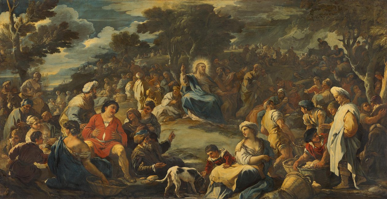 Bespisningen af de ti tusind (den mirakuløse brødunderforøgelse) af Luca Giordano
