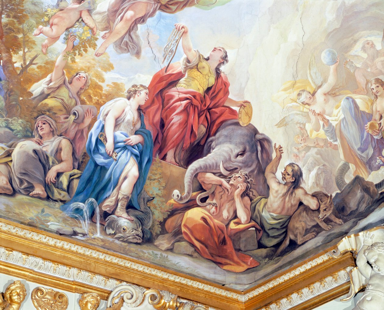 Temperance, detalje af cyklus af freskomalerier i Hall of Mirrors af Luca Giordano (1634-1705), fresco, Palazzo Medici Riccardi, Firenze af Luca Giordano