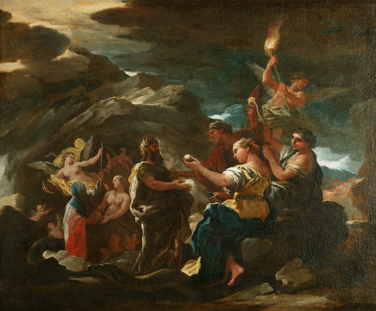The Cave of Eternity, ca. 1685 (olie på lærred) af Luca Giordano