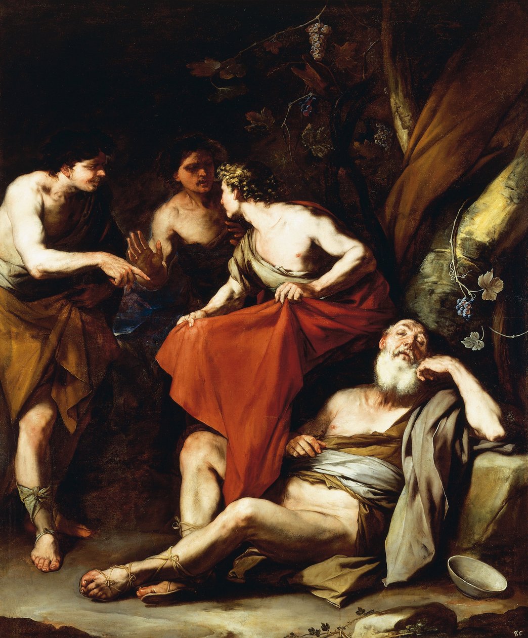The Drunkenness of Noah, af Luca Giordano, olie på lærred af Luca Giordano