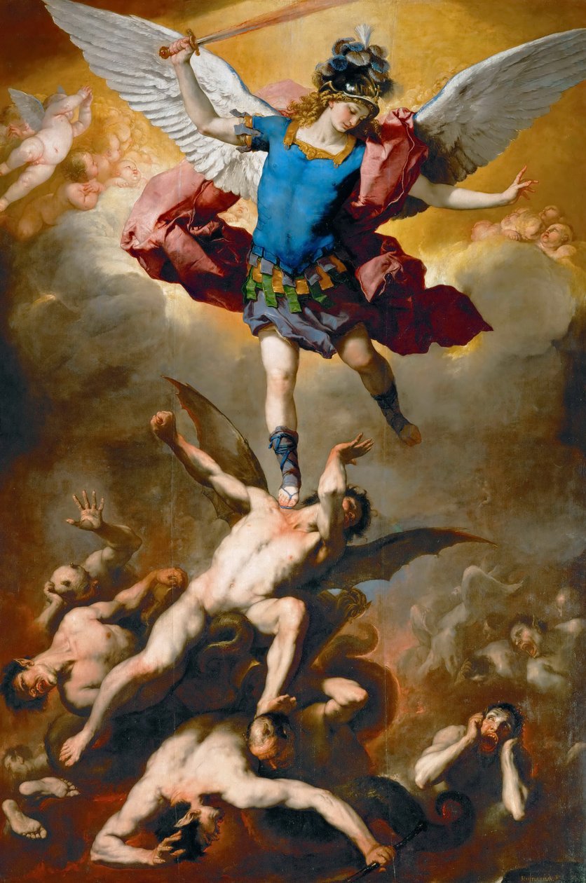 Oprørsenglenes fald af Luca Giordano