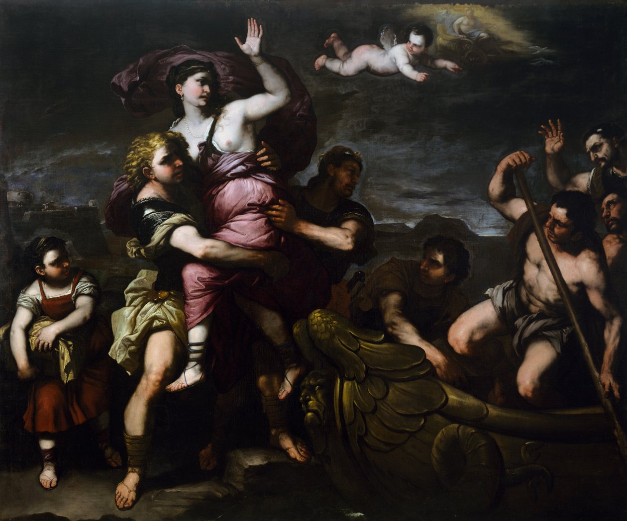 The Rape of Helen, ca 1665, af Luca Giordano (1632-1705), olie på lærred, 254x310 cm, Italien af Luca Giordano