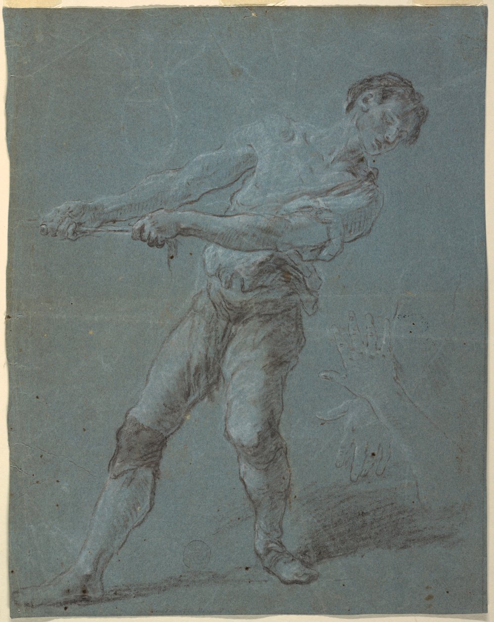 Ung mand trækker i et reb af Luca Giordano