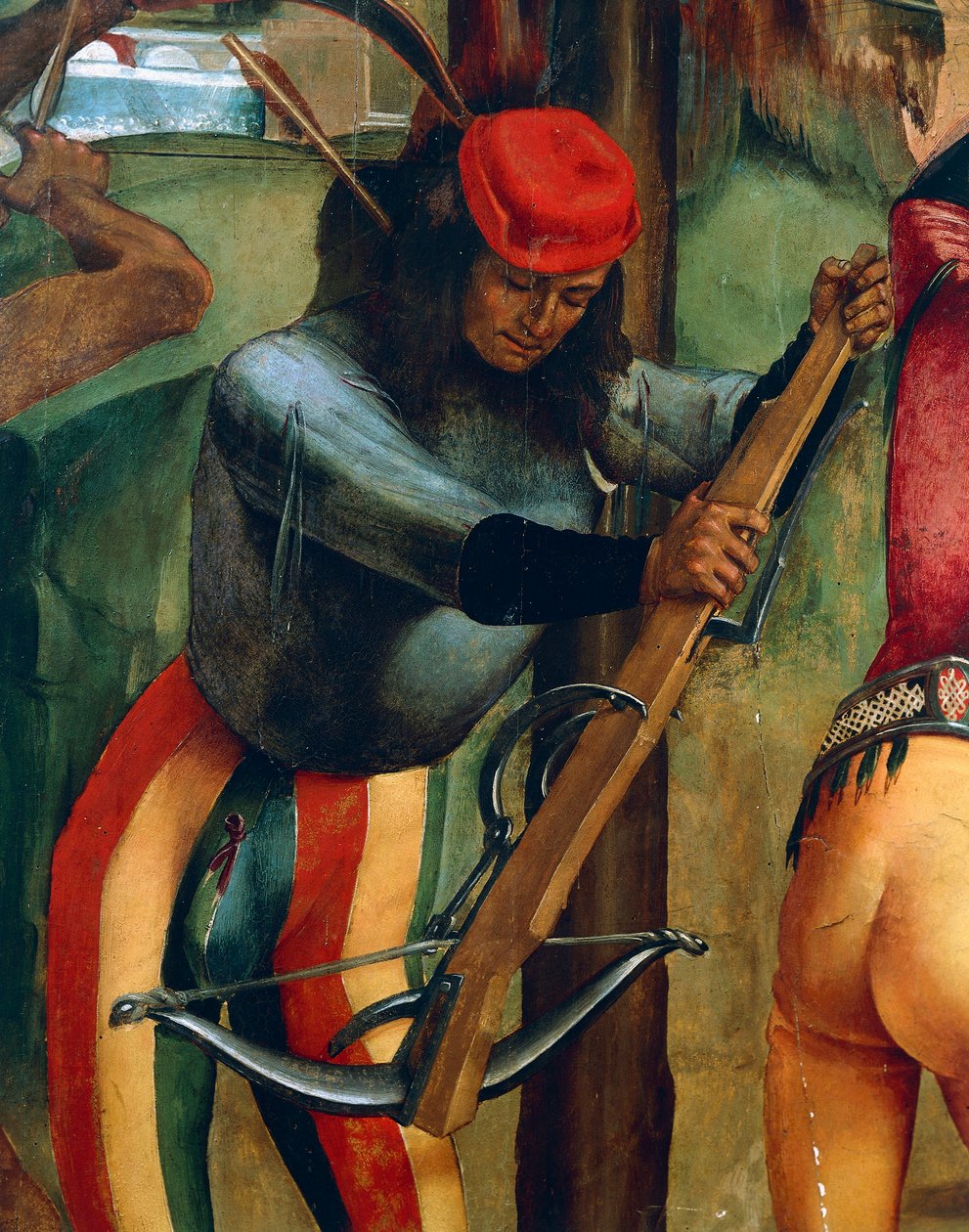 Crossbowman, detalje fra Martyrdom of St Sebastian, af Luca Signorelli (1445-1523) af Luca Signorelli