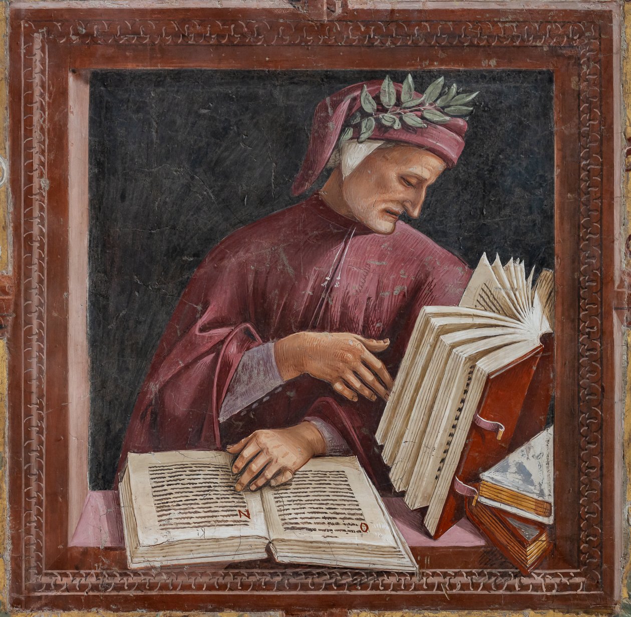 Dante læser sine værker (fresko) af Luca Signorelli