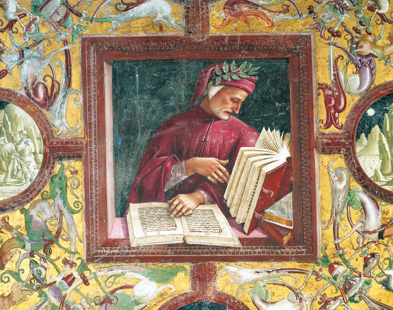 Italien, Umbrien-regionen, Orvieto, Katedralen, Kapel af Madonna di San Brizio, portræt af Dante Alighieri af Luca Signorelli, fresco af Luca Signorelli