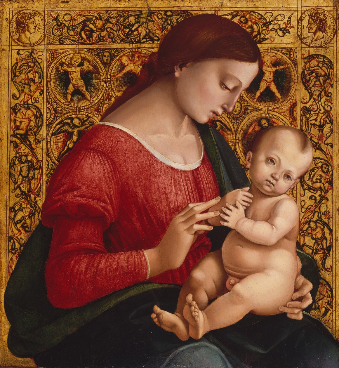 Madonna og barn, ca. 1505-07 (olie og guld på træ) af Luca Signorelli