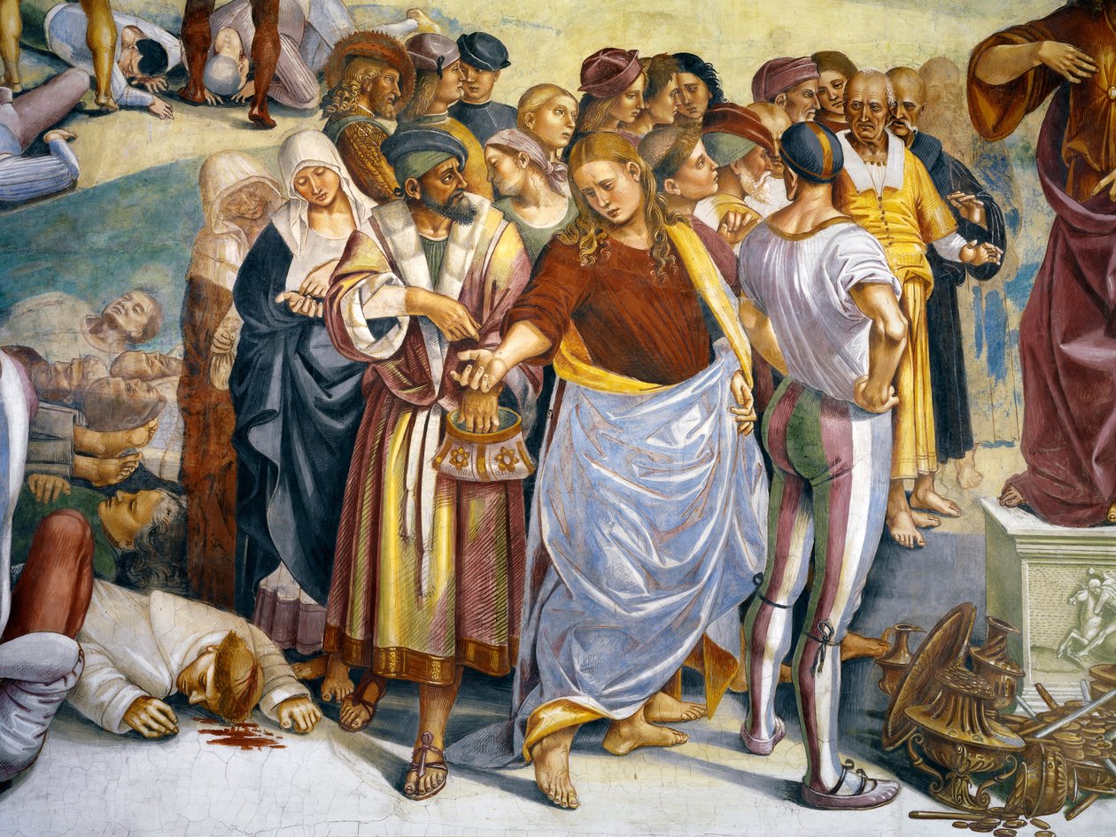 Antikrists prædiken og gerninger fra sidste domscyklus (detaljeret) af Luca Signorelli