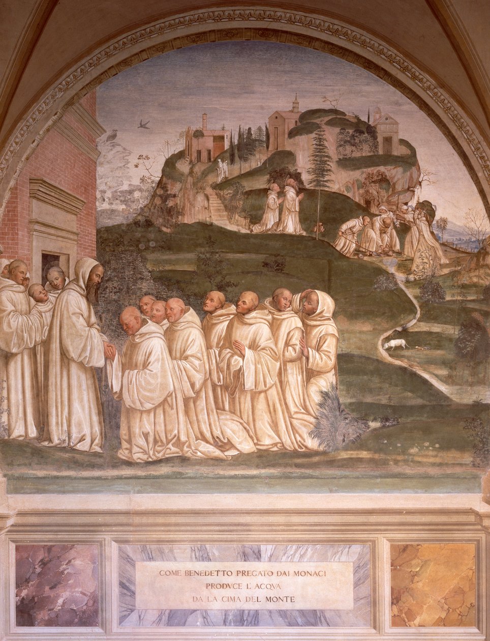 Historier om Skt. Benedikte, af Luca Signorelli (ca 1445-1523), fresco. Benedikteklosteret, Monte Oliveto Maggiore kloster. af Luca Signorelli