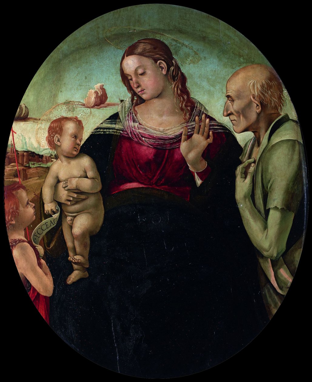 Madonnaen og barnet med Sankt Johannes og Sankt Hieronymus, 1491. af Luca Signorelli