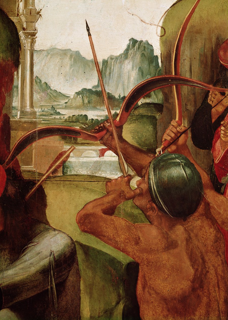 The Martyrium of St. Sebastian, detalje af en bueskytte (detalje af 165896) af Luca Signorelli
