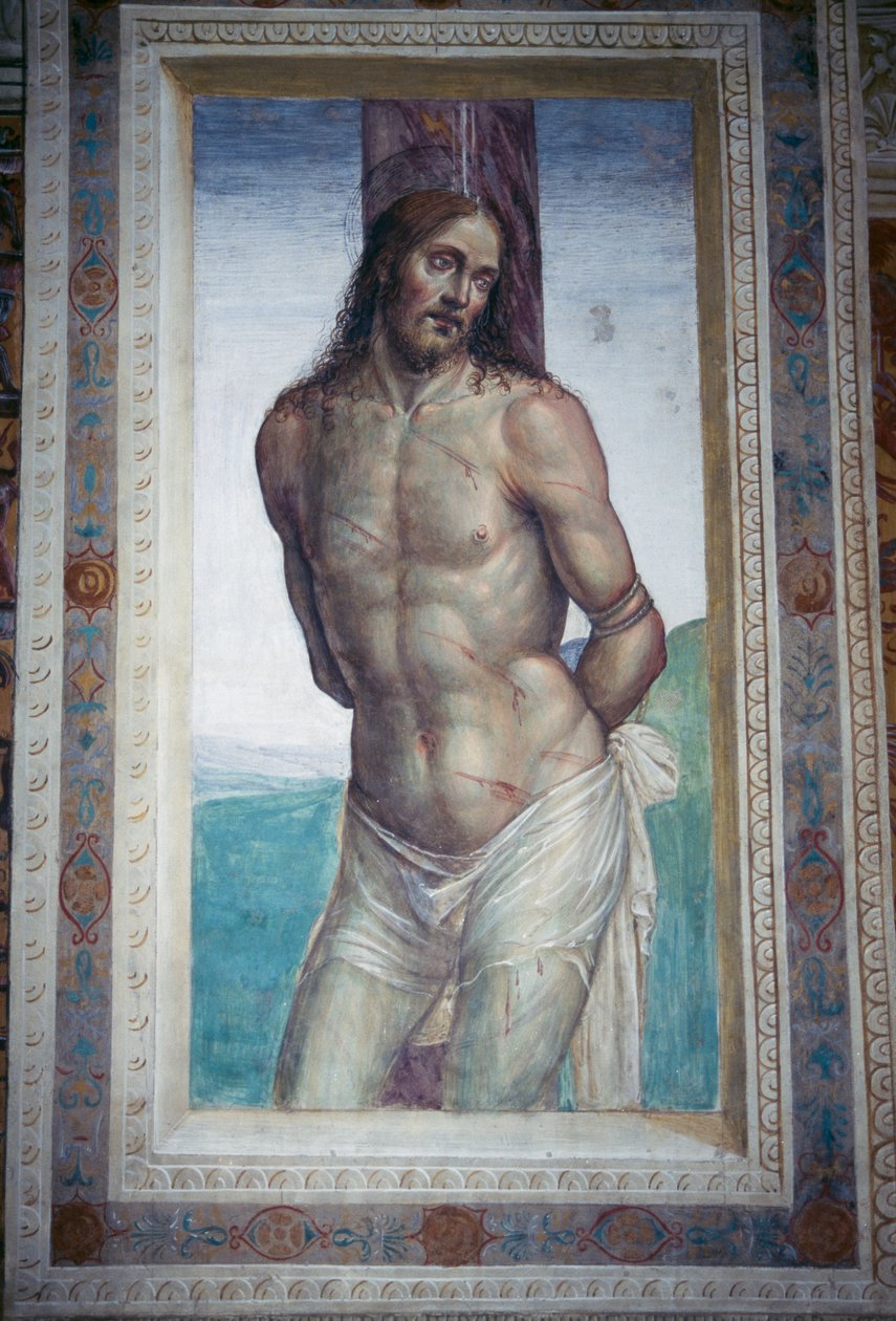 Jesu pisk, fresko af Luca Signorelli, Monte Oliveto Maggiore kloster, Toscana, Italien af Luca Signorelli