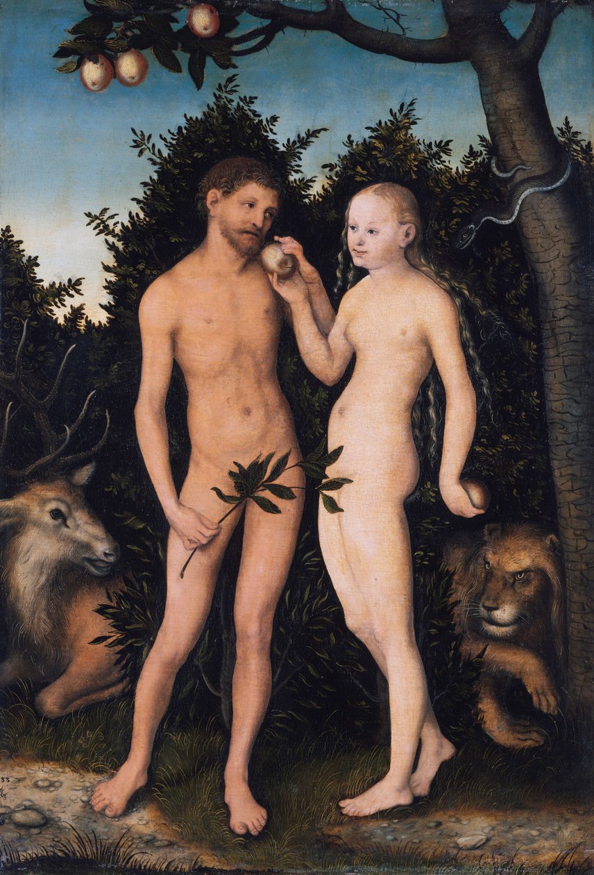 Adam og Eva i Paradis (Menneskets fald) af Lucas Cranach the Elder