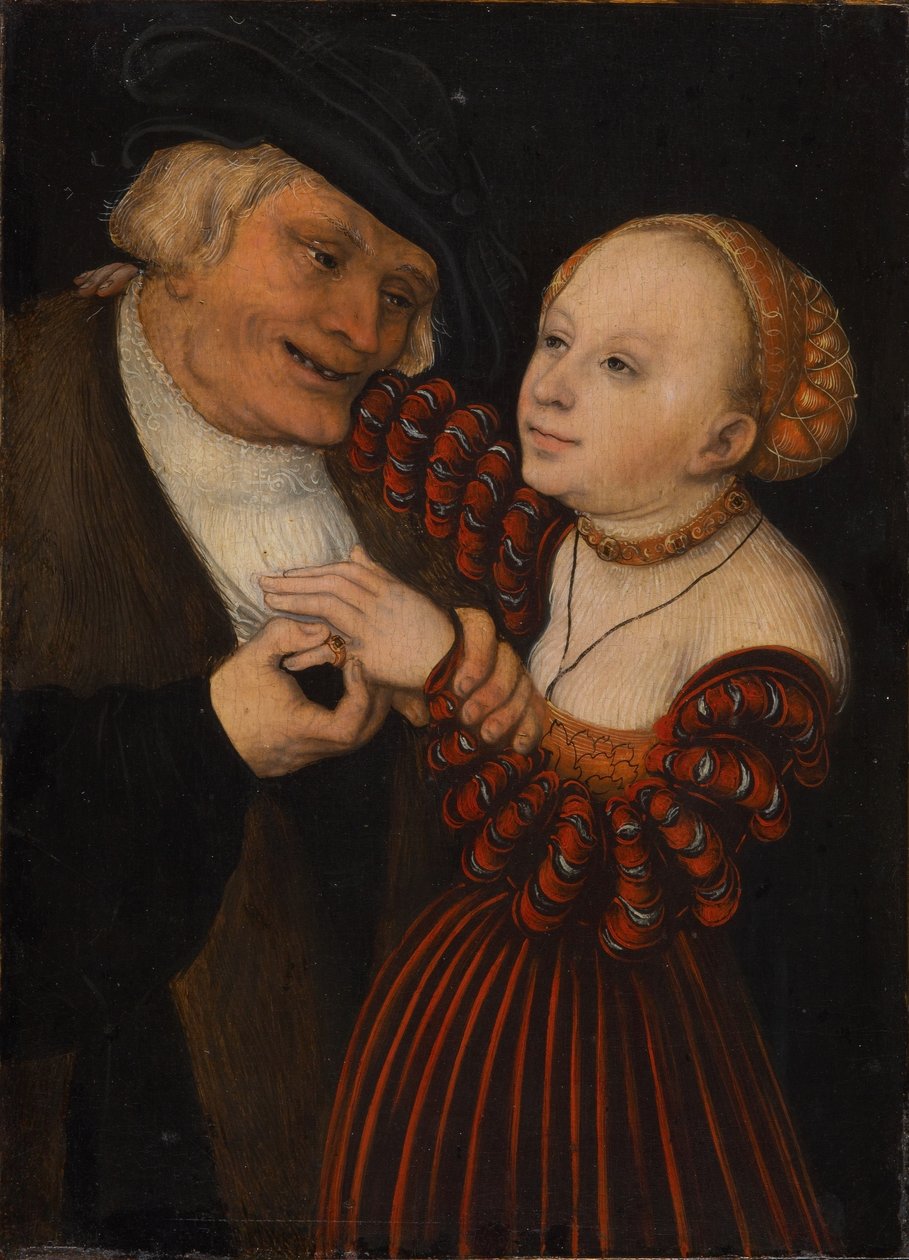 Gammel mand og pige af Lucas Cranach the Elder