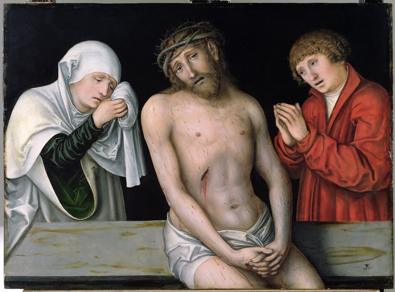 Kristus som sorgens mand med jomfruen og Johannes af Lucas Cranach the Elder