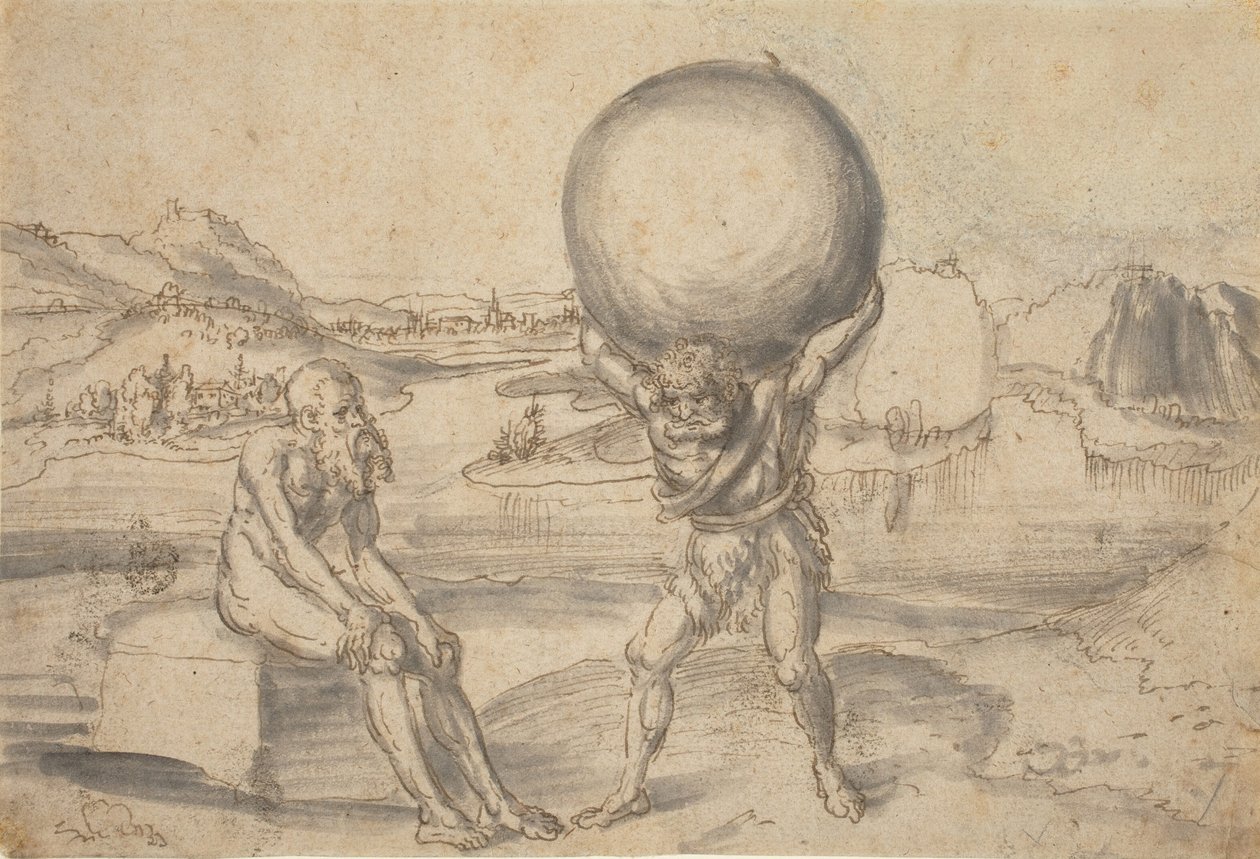 Hercules og Atlas af Lucas Cranach the Elder