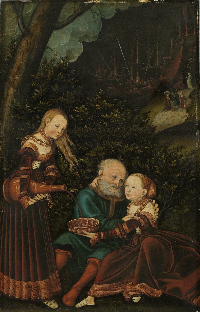 Lot og hans døtre af Lucas Cranach the Elder