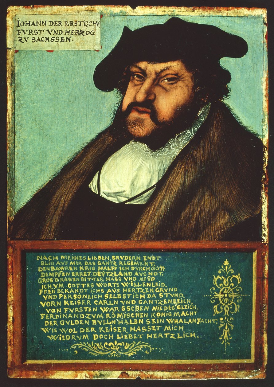 Portræt af Johannes I (1468-1532) den standhaftige, kurfyrst af Sachsen, ca. 1533 af Lucas Cranach the Elder