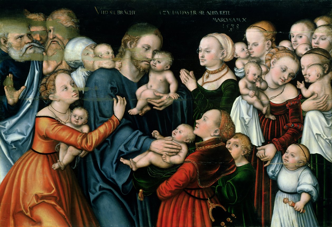 Lad de små børn komme til mig, 1538 af Lucas Cranach the Elder