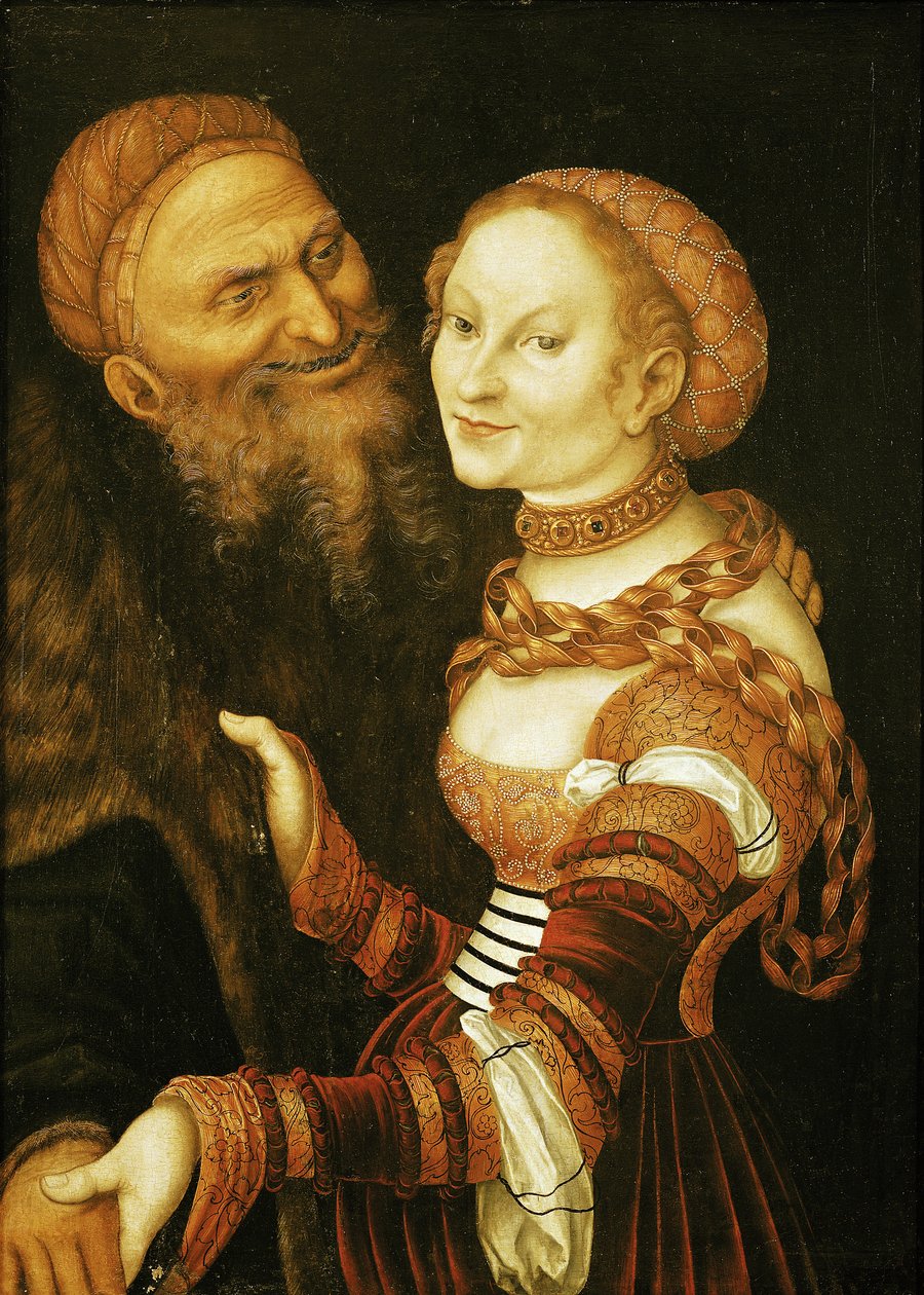 Kurtisanen og den gamle mand, ca. 1530 af Lucas Cranach the Elder