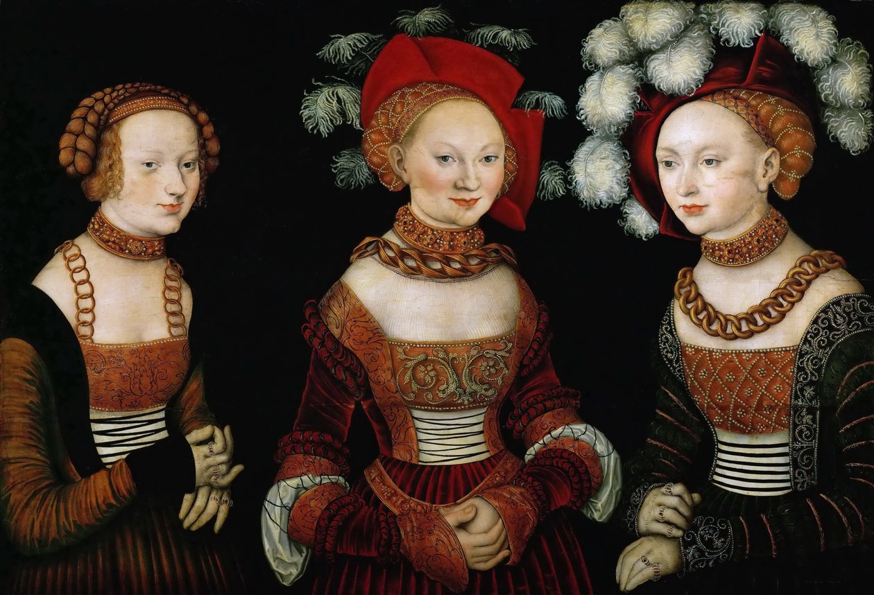 Prinsesserne Sibylla, Emilia og Sidonia i Sachsen af Lucas Cranach the Elder