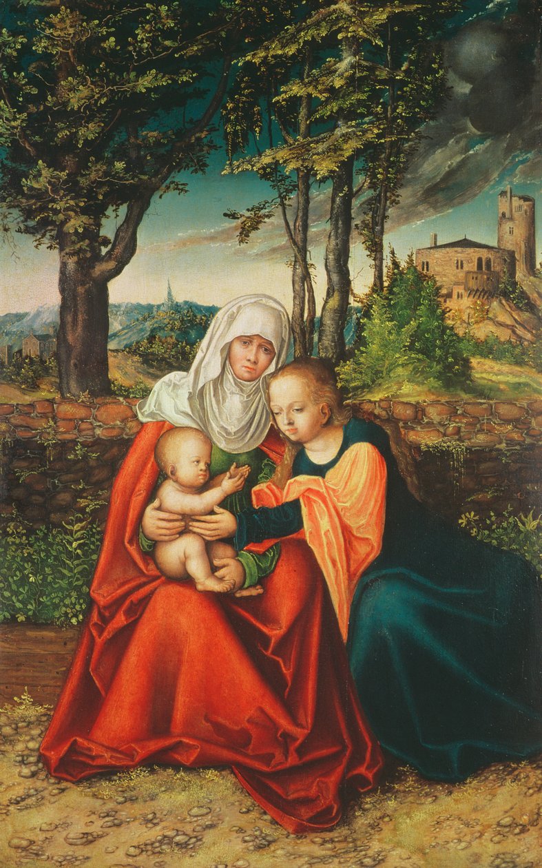 Jomfru Maria med Sankt Anne, der holder spædbarnet Jesus af Lucas Cranach the Elder