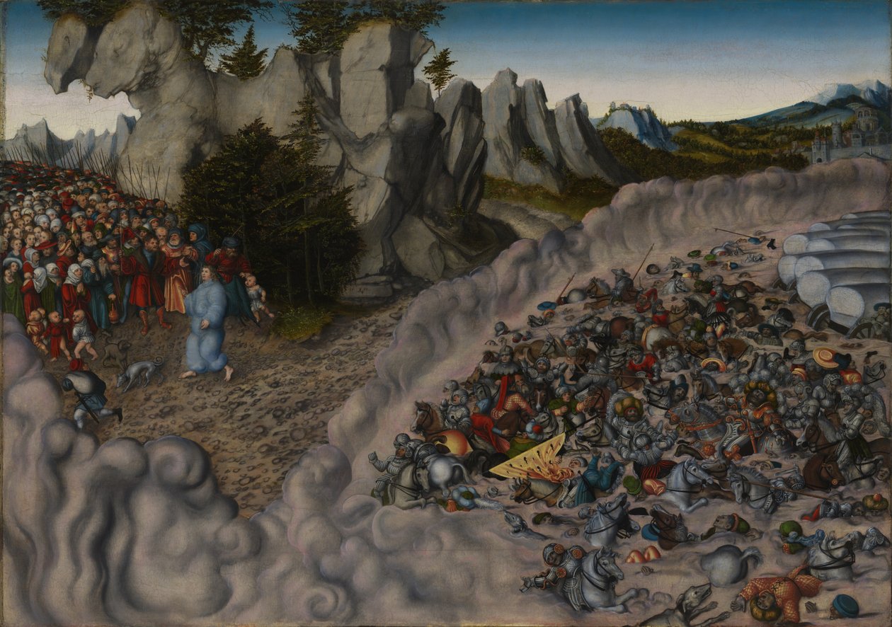 Israelitterne marcherer gennem Det Røde Hav af Lucas Cranach the Elder